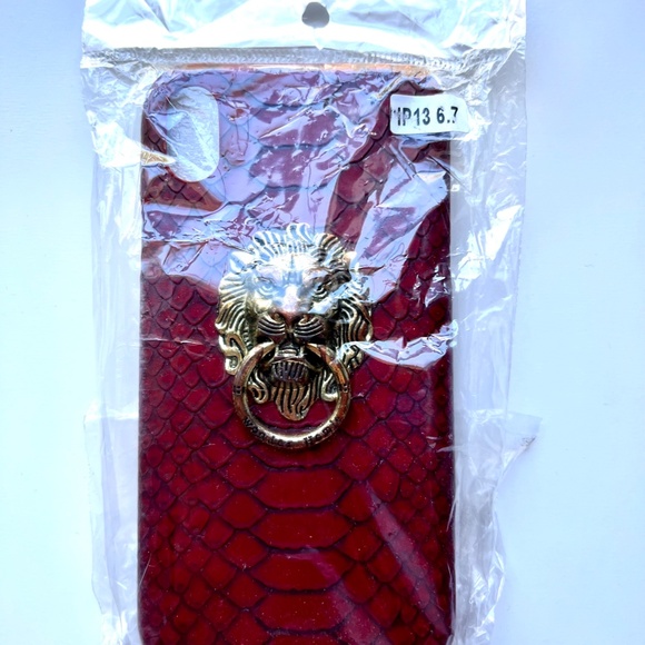 NEW Snake Skin Lion Head Metal Knocker 3D PU Leather for iPhone XR Hard Cover - Picture 2 of 4